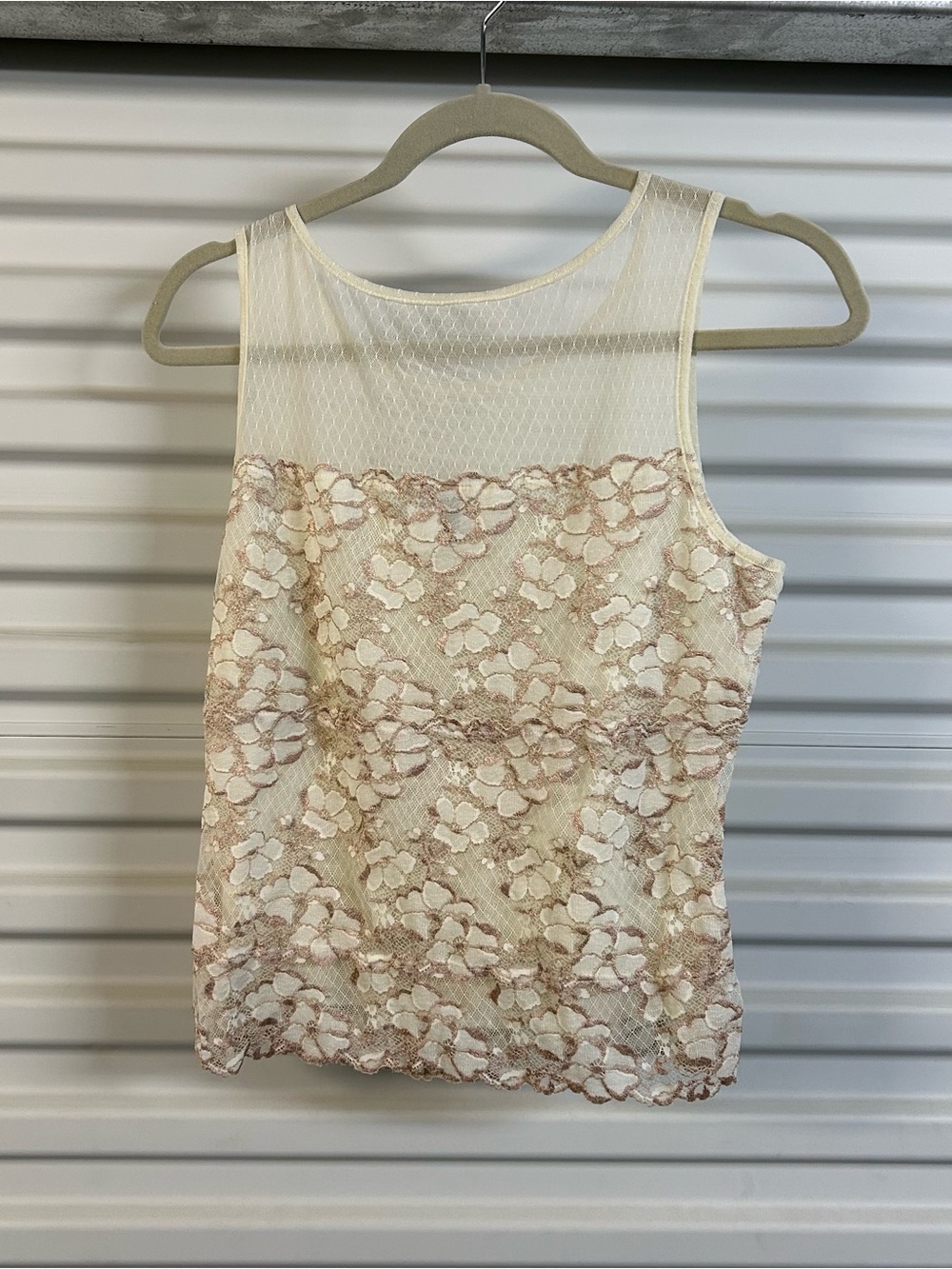 Hanky Panky Cream Floral Lace Camisole with Sheer Yoke